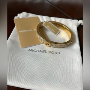 Michael Kors Gold-Tone Pave Fulton Hinge Bracelet